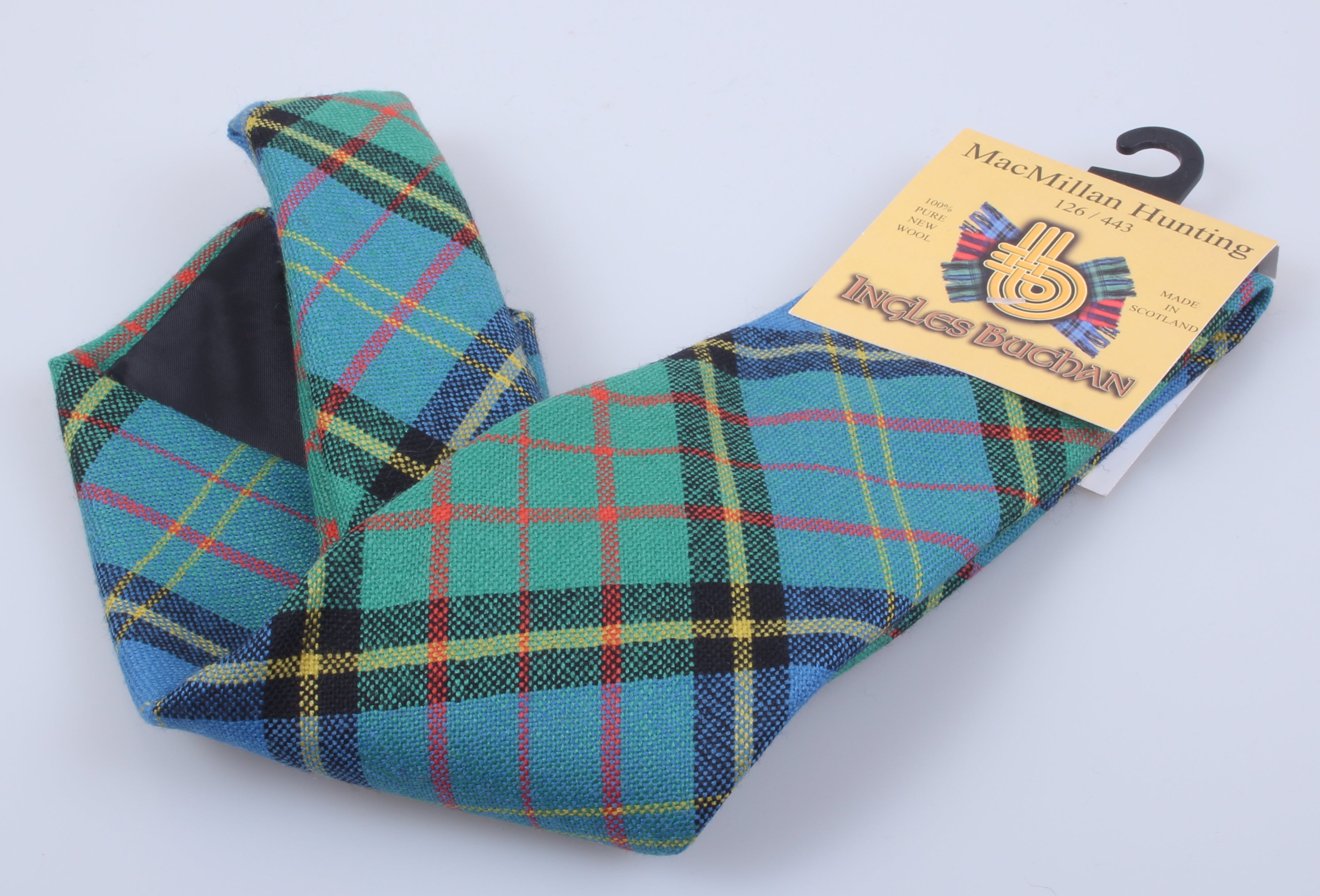 Gents MacMillan Hunting Ancient Tartan Neck Tie - 100% Pure Wool, Handmade In Scotland, 3.5 Inch Width