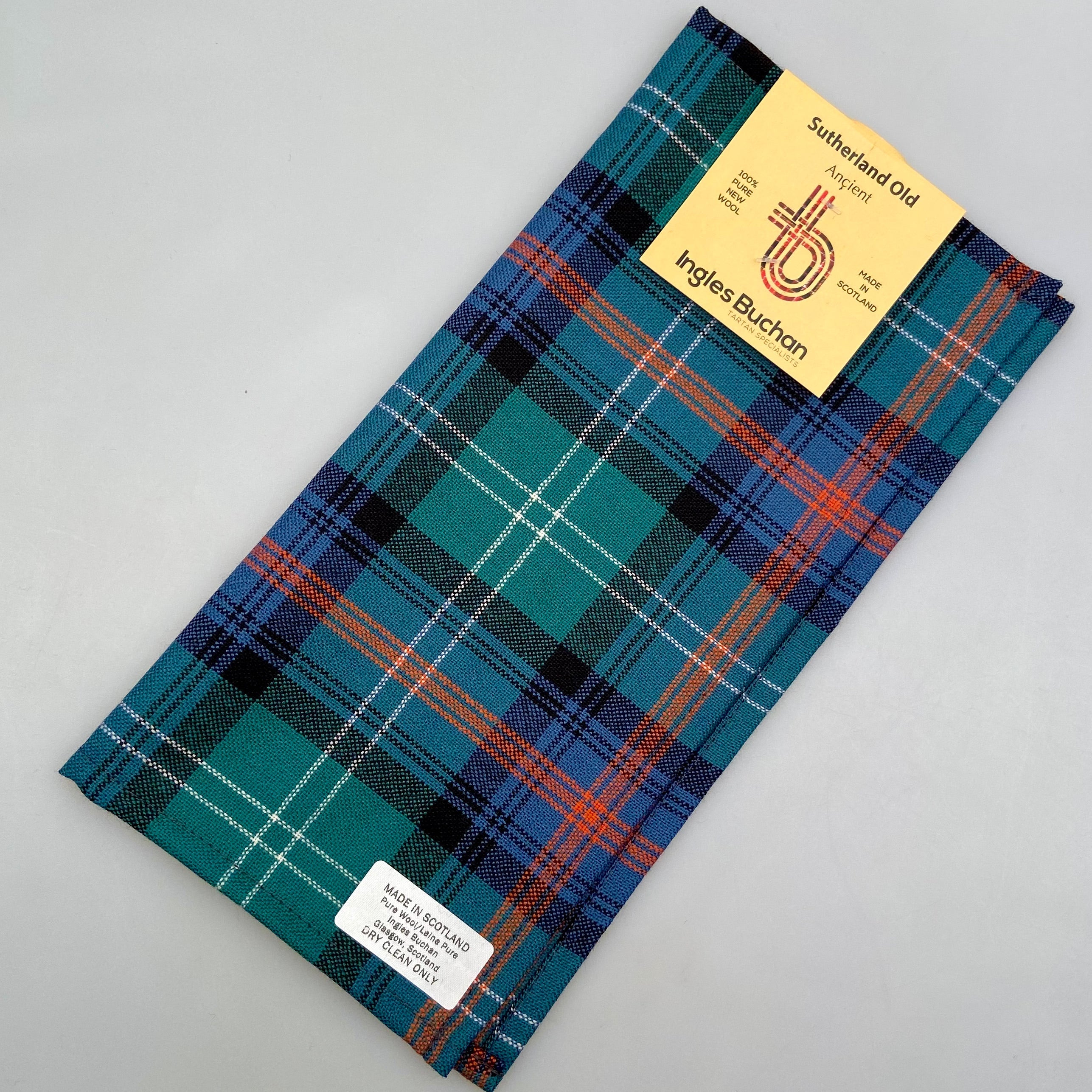 Sutherland Old Ancient Clan Tartan Tie - 100% Wool, Traditional Scottish Design, Dry Clean Only