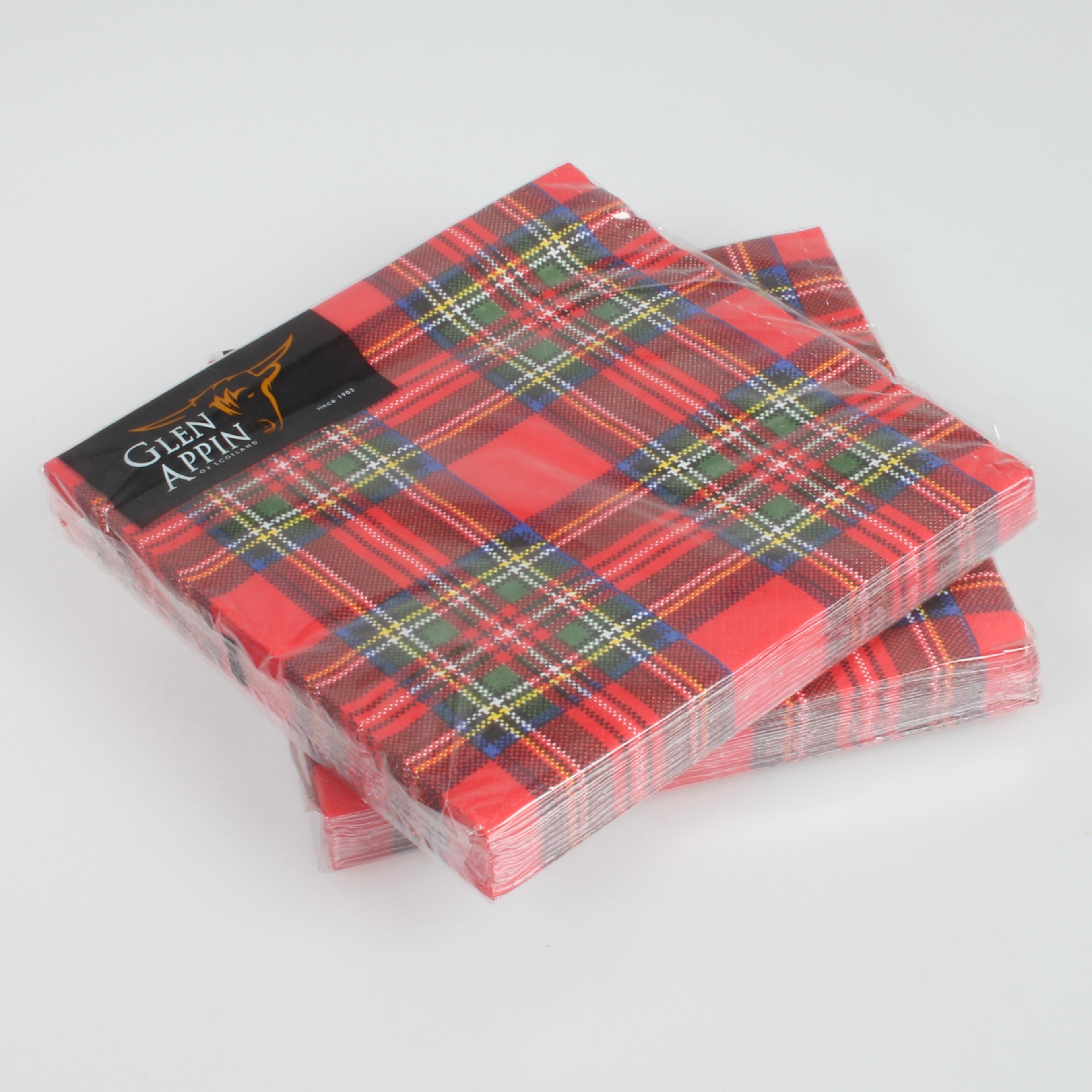 Serviettes Cocktail En Papier - Motif Tartan Stewart - 20 Serviettes Par Paquet - Imprimé En Allemagne - Teintures Non Toxiques
