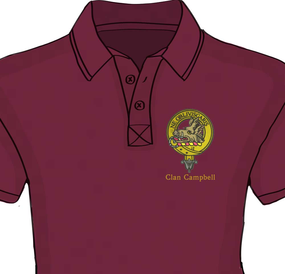 Campbell Modern Tartan Polo Shirt - Royal Coat Of Arms Style