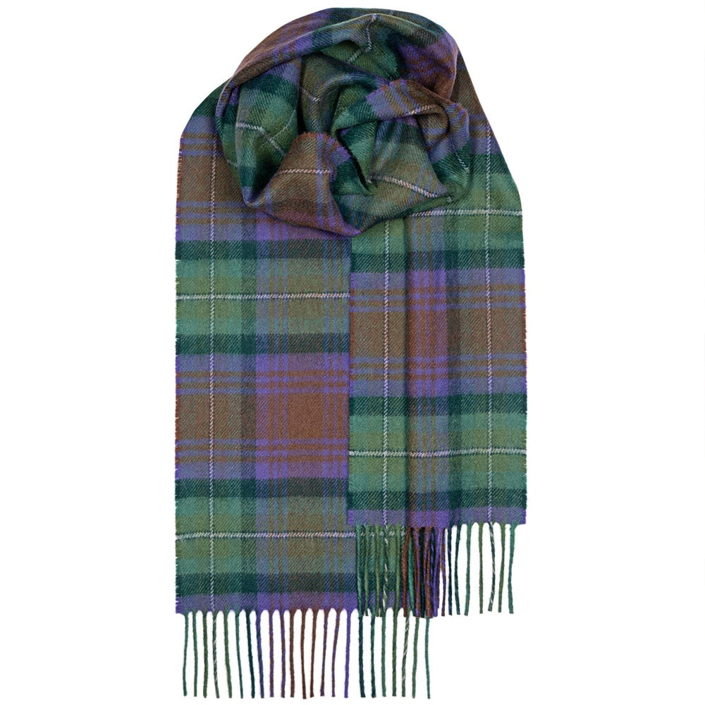 Écharpe En Laine Unisexe Locharron Of Scotland - Tartan Bowhill Violet - Neuf Avec étiquettes