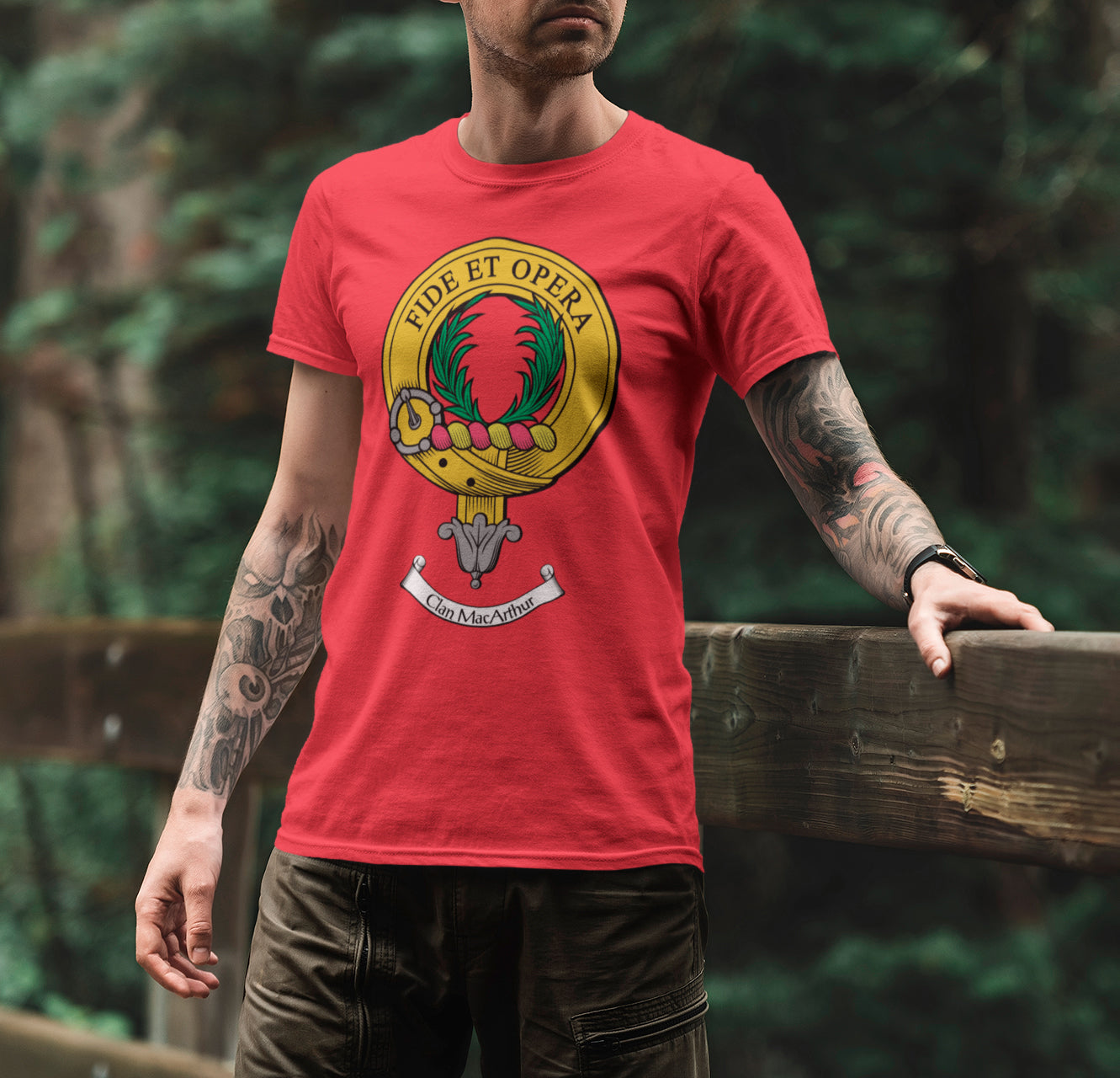 MacArthur Highland Tartan Crest T-shirt - Alba Celtic Style main image 1