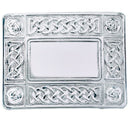 Celtic Economy Belt Buckle made of plated pewter, presented in a classic Sgian Dubh Co black gift box.