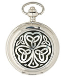 Close-up view of the Shamrock Quartz Pocket Watch, showcasing its detailed design and half hunter style.