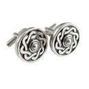 Detail view of the stylish cufflinks included in the Celtic Targe Kilt Pin & Cufflink Set by The Sgian Dubh Co.
