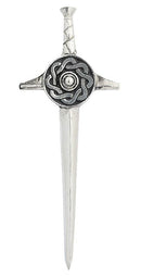 Close-up of the intricate design of the Celtic Targe Kilt Pin from the Celtic Targe Kilt Pin & Cufflink Set.