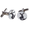 Stag head cufflinks on a white background