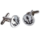 Simple Thistle Cufflinks in polished pewter, elegantly presented in a black box by The Sgian Dubh Co.