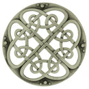 Close-up of the Cathedral Plaid Brooch, highlighting the intricate details and craftsmanship of this stylish accessory.