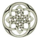 Close-up view of the Celtic Plaid Brooch, highlighting the intricate details and craftsmanship by Art Pewter.