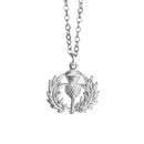 Small Thistle Pendant - A delicate Scottish Thistle pendant made of lead-free pewter, supplied on an 18" stainless steel chain, showcasing intricate details and craftsmanship.