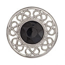 Close-up of Stroma Brooch, highlighting the detailed craftsmanship and elegant design with a colorful gemstone.