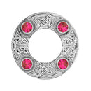 Close-up view of the Dancers Celtic Plaid Brooch highlighting its unique plaid pattern and craftsmanship.