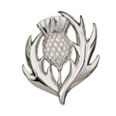 Scottish Thistle Brooch handcrafted in Scotland by Art Pewter, showcasing intricate design and detail.