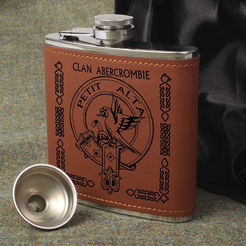 Abercrombie Clan Crest PU Leather Covered Hip Flask