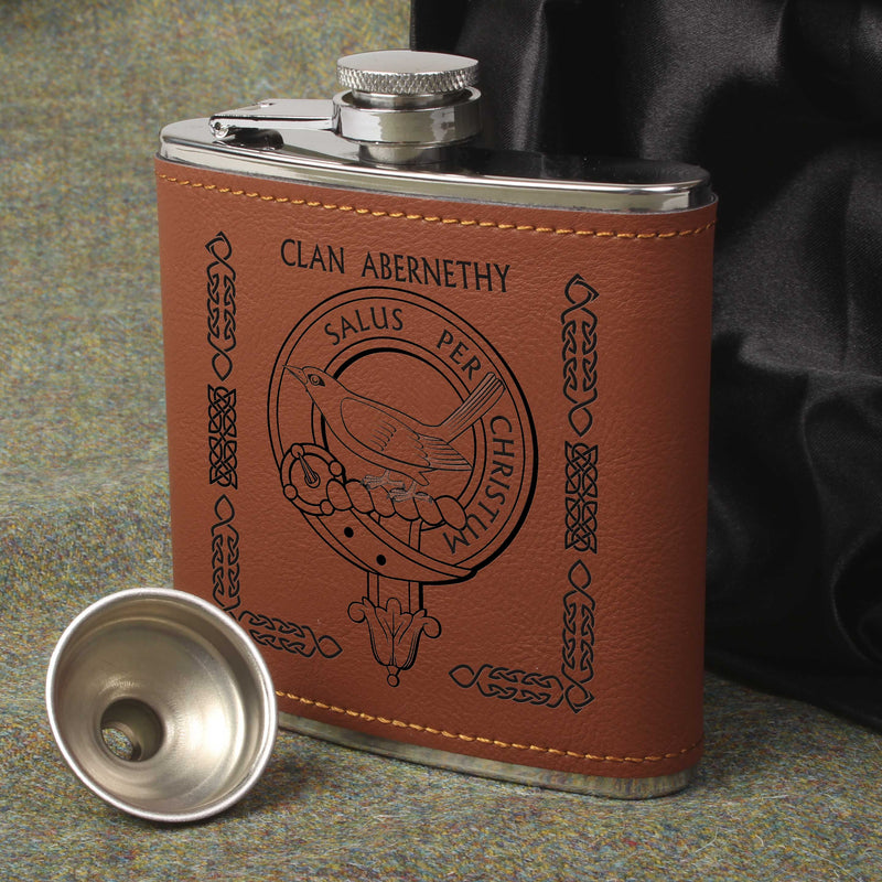 Abernethy Clan Crest PU Leather Covered Hip Flask