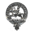 Craig Clan Crest Badge in Pewter showcasing the detailed belted design, perfect for wearing as a cap badge or large brooch.