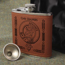 Chalmers Clan Crest PU Leather Covered Hip Flask