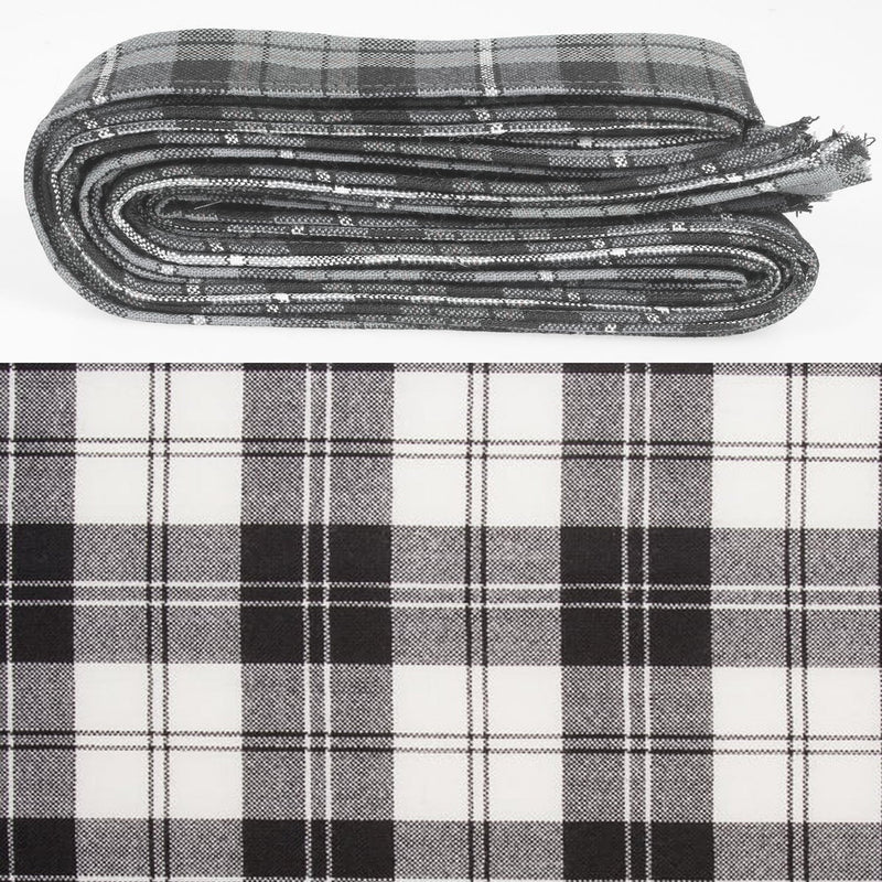 Wool Strip Ribbon in Erskine Black and White Tartan - 5 Strips, Choose your Width