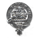 Fraser Clan Crest Badge in Pewter featuring a traditional design, crafted from high-quality pewter, perfect for proud clan members to wear as a brooch or cap badge.
