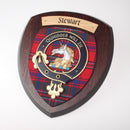 Stewart of Appin Clan Crest Wall Plaque handcrafted in Glasgow, Scotland, featuring unique clan designs on a hardwood shield.