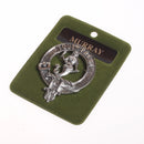 Murray Clan Crest Badge in Pewter, showcasing Scottish heritage with a durable design and palladium coating.