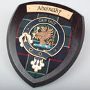 Abernethy Clan Crest Wall Plaque featuring a beautiful handmade design from Glasgow, Scotland, highlighting the authentic hardwood shield and clan tartan, perfect for display in any Scottish home.