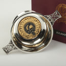 Elliot Clan Crest Quaich with Gold Trim