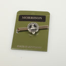 Morrison Clan Crest Pewter Tie Slide showcasing elegant design and heritage-inspired detail.