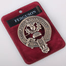 Ferguson Clan Crest Badge in Pewter featuring the traditional belted design, ideal for everyday wear or clan gatherings.
