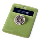 Ogilvie Clan Crest Small Pewter Pin Badge showcasing Scottish heritage in a stylish design with antique palladium finish.