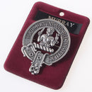 Murray of Atholl Clan Crest Badge in Pewter, a detailed view showcasing the traditional belted design representing the clansman belt, perfect for everyday wear and clan gatherings.