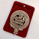 Duncan Clan Crest Badge in Pewter featuring a traditional belted design, perfect for wearing as a cap badge or large brooch pin.