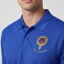 Clan Crest Embroidered Polos in various colors showcasing the flat knit collar and button placket, perfect for hot climates.