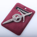 Clan Crest Pewter Kilt Pin with Davidson Crest showcasing intricate design and antique palladium finish, perfect for Scotland kilt enthusiasts.