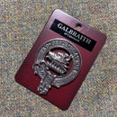 Galbraith Clan Crest Badge in Pewter, showcasing the traditional belted design, perfect for casual wear or clan gatherings.