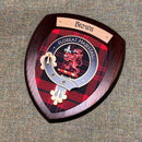Brown Clan Crest Plaque showcasing Scottish heritage, handmade in Glasgow from high-quality hardwood, perfect for displaying your ancestral pride.