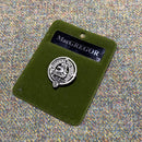 MacGregor Clan Crest Small Pewter Pin Badge showcasing Scottish heritage, perfect for wearing as a brooch or lapel pin.