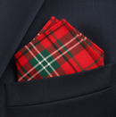 Wool Tartan Pocket Square in Morrison Red Modern Tartan.