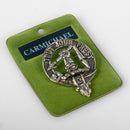 Carmichael Clan Crest Badge in Pewter, a durable and stylish accessory representing Scottish heritage, perfect as a cap badge or a brooch pin.