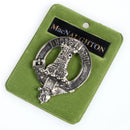 MacNaughton Clan Crest Badge in Pewter showcasing the traditional belted design, perfect for demonstrating Scottish heritage.