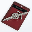 Clan Crest Pewter Kilt Pin with Hepburn Crest featuring antique palladium finish, perfect for Scottish heritage enthusiasts.
