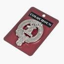 Colquhoun Clan Crest Badge in Pewter featuring a traditional design, perfect for wearing at clan gatherings or as a stylish cap badge.