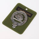Galbraith Clan Crest Badge in Pewter, showcasing the traditional belted design and high-quality pewter craftsmanship with a sleek palladium finish, perfect for displaying clan pride.