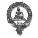 MacNeil Clan Crest Badge in Pewter featuring a traditional belted design, perfect for showcasing clan pride as a cap badge or large brooch pin.