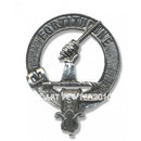 MacRae Clan Crest Badge in Pewter showcasing high-quality pewter construction and traditional belted design, perfect for cap or brooch wear