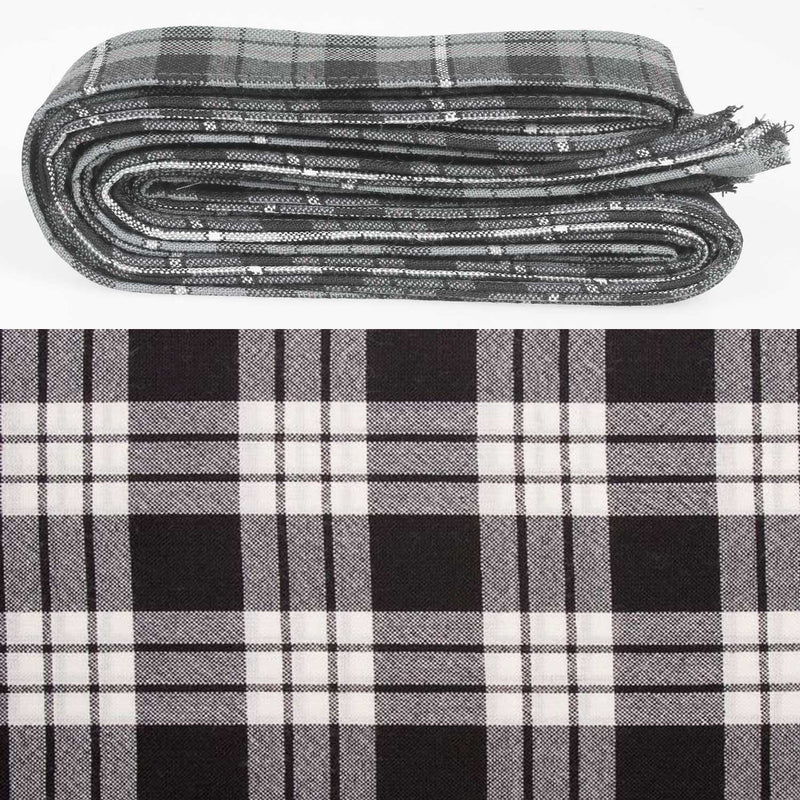 Wool Strip Ribbon in MacFarlane Black and White Tartan - 5 Strips, Choose your Width