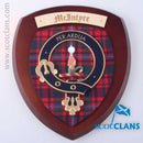 MacIntyre Clan Crest Plaque showcasing detailed Scottish craftsmanship with vibrant tartan and hardwood shield, perfect for celebrating your heritage.