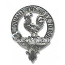 Sinclair Clan Crest Badge in Pewter showcasing clan pride, made from high-quality pewter with a palladium coating, perfect as a cap badge or brooch pin.