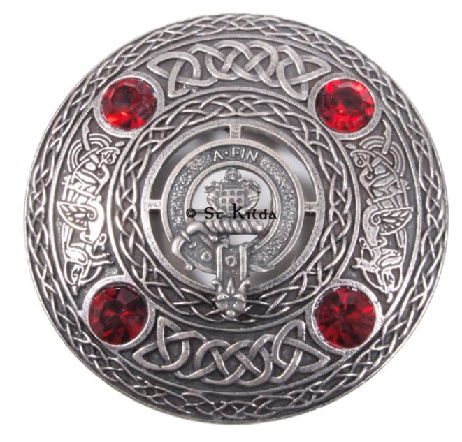 Ogilvie Clan Crest Pewter Plaid Brooch